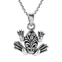 Charming Movable Tree Frog with Swirls Sterling Silver Necklace - £18.68 GBP