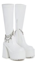NEW Sugar Thrillz Count your Hexes White Platform Boots Womens size 7 Br... - £59.33 GBP