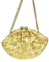 Vintage Fine Arts bag Gold Metallic Damask Convertible Clutch/Shoulder N... - $32.19