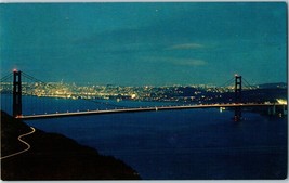 Postcard Golden Gate Bridge at Night San Francisco California - £3.47 GBP