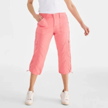 Style &amp; Co Womens 18W Cargo Capri Pants Midrise Bungee Hem Salmon Rose, A+ - $30.64