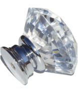 1-5/8 Clear K9 Crystal Diamond Cabinet Knobs Polished Chrome Base, Set o... - £25.50 GBP