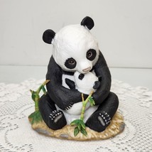 Homco Masterpiece Porcelain 1988 Signed "Mizuno" Panda Bear and Baby Bamboo - $18.37