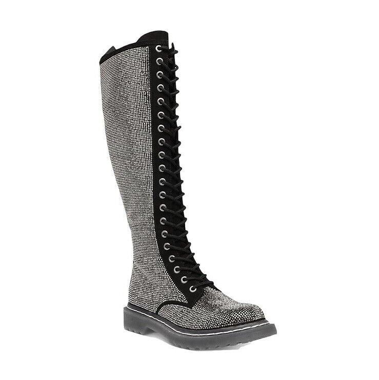 Wild Pair Womens 5 M Black Rhinestone Lace Up Knee High Combat Boots NIB... - $25.87
