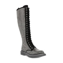 Wild Pair Womens 5 M Black Rhinestone Lace Up Knee High Combat Boots NIB... - $492.47 MXN