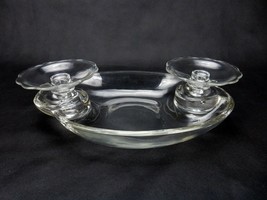 Crystal Center Bowl w/Bobeches on Each End for Candles, Oblong Center Bowl - £15.33 GBP