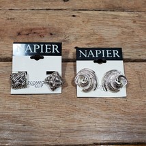 X2 Jewelry Napier Silvertone  E-z Comfort Clip On Earrings - £13.41 GBP