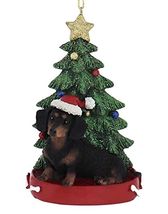 Dachshund Sitting by Christmas Tree Ornament Pet Dog Animal Decoration C... - $17.80