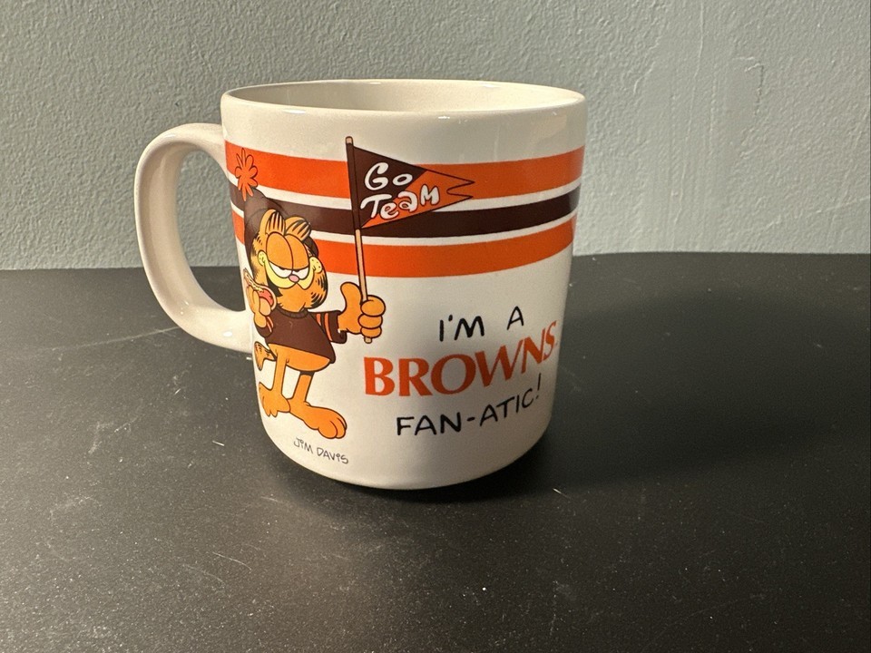 Vintage Cleveland Browns Garfield &quot;I&#39;m A Browns Fan-atic!&quot; Coffee Cup - $16.23