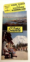 1941 Ticket to Seattle Vacation Wonderland Die Cut Advertising Travel Br... - $10.84