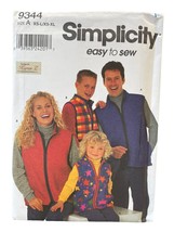 Simplicity Sewing Pattern 9344 Vest Unisex Child Adult Size XS-XL - $9.74