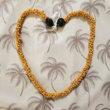 Hawaii Wedding Mongo Shell with Kukui Nut Lei Necklace YELLOW - £11.83 GBP