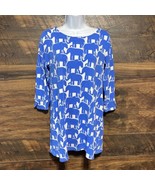 Crown &amp; Ivy Beach Dress Elephant Print Blue White Size Medium Gold Back ... - $27.16 CAD