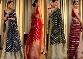 Banarasi Semi Georgette Silk Saree Premium|| Rich Zari Woven Border Pallu Work   - £67.36 GBP