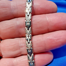 Sterling Silver Woven Braided Bracelet Fine Deco Diamond cut Chain 925 - £211.82 GBP