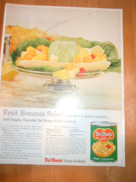 Vintage Del-Monte Fruit Cocktail Bonanza Salad Recipe Print Magazine Advertiseme - $6.99