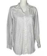 NEW Womens American Eagle Button Down Shirt White Navy Blue Hearts Prep ... - $18.80