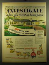 1950 Sherwin-Williams House Paint Ad - Investigate before you invest in house  - £14.78 GBP