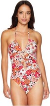MICHAEL Michael Kors Womens Keyhole Halter One-Piece Swimsuit, Deep Pink Size 14 - £70.95 GBP