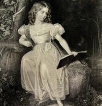 Nature And Art Engraving 1859 Victorian Artist Girl In Woods Art DWY5F - £54.99 GBP