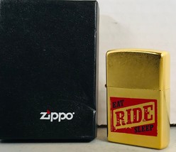 Nib 2004 Marlboro Tobacco Zippo Lighter Eat Ride Sleep Usa Rodeo Solid Brass - $26.68