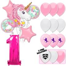 Pretty In Pink Unicorn Deluxe Balloon Bouquet - Pink Number 1 - £26.37 GBP
