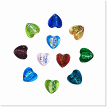 20Pcs Handcrafted Silver F Flat Sweet Heart Lampwork Spacer Beads - Random Mixed - $21.77