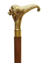 Classic Style Brass Lion Head handle Brown Wooden Walking Stick handmade Cane - £20.47 GBP