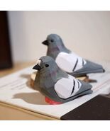 2Pcs Wooden Pigeon Figurines, Rustic Carved Bird Home Table Decor - $19.13