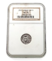 2002 1/10 Oz. Platino Aquila Selezionato Da NGC Come MS-70! Chiave Periodo - $576.05