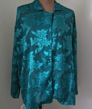 Victorias Secret Gold Floral Sheer Applique Pajama Set Emerald Green Medium - £29.98 GBP