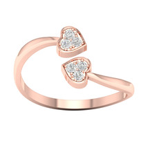 10K Rose Gold 1/20ct TDW Diamond Composite Hearts Ring - £152.36 GBP