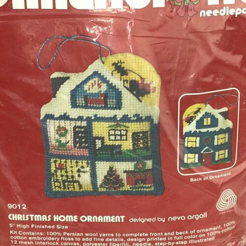 Dimensions Needlepoint Christmas Home Ornament Kit Neva Argall Wool 1981... - $36.71