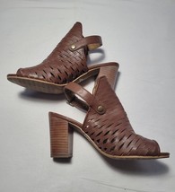 Tesori Women&#39;s Perforated Leather Slingback Peep Toe Mule with Block Hee... - $7.70