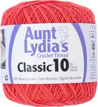 Aunt Lydia&#39;s Classic Crochet Thread Size 10-Bright Coral - £11.95 GBP