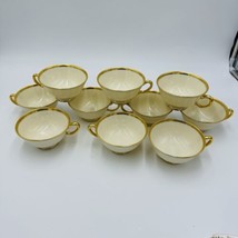 Lenox Tuxedo Gold J-33 Porcelain USA Tea Cups 10 Pieces - $93.50