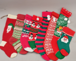 Lot of 8 Original Vintage Knit Christmas Stockings Santa Snowman Sleigh ... - $83.99