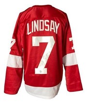 Ted Lindsay Detroit Firmado Rojo Camiseta Hockey SPORTS Integridad - £107.60 GBP