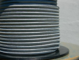 Silver Cloth Covered 3-Wire Round Pulley Cord, Vintage Pendant Lights Fa... - $1.69