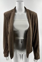 Dalia Open Front Jacket Size XL Chocolate Brown Faux Suede Womens - $34.65