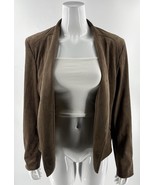 Dalia Open Front Jacket Size XL Chocolate Brown Faux Suede Womens - $641.35 MXN