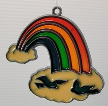 MM) Vintage Suncatcher Stained Acrylic Glass Rainbow Birds Hanging Ornament - £7.62 GBP