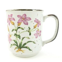 Vintage Hearthside Stoneware Coffee Mug Buffet Ware Cup Pink Flowers #551 Japan - £14.50 GBP