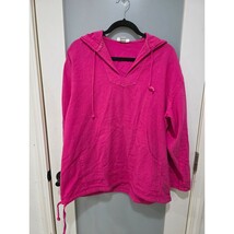 Soft Surroundings Pink Hoodie Pullover Tunic Medium Made in USA Cotton - $28.00