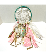 Vintage Handmade Crocheted Floral Doily Dream Catcher Wall Hanging 7 x 18&quot; - £13.02 GBP