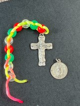 Lot of Rustic SIlvertone CROSS Crucifix &amp; Round Double Sided Religious Pendant o - £7.58 GBP