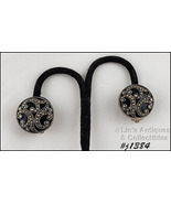 Vintage Onyx and Marcasite Silver Earrings (#J1384) - £37.74 GBP