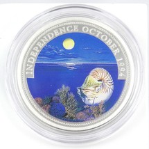 25g Silver Coin 1994 $5 Palau independence October 1994 Color Sea Marine Life - £115.59 GBP