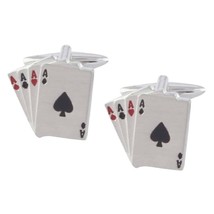 FOUR ACES CUFFLINKS 4 of a Kind Winning Hand Gambling Groom Wedding w GI... - $11.95