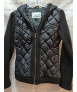 Eddie Bauer premium goose down puffy coat knit sleeves hood Women S Smal... - £15.56 GBP